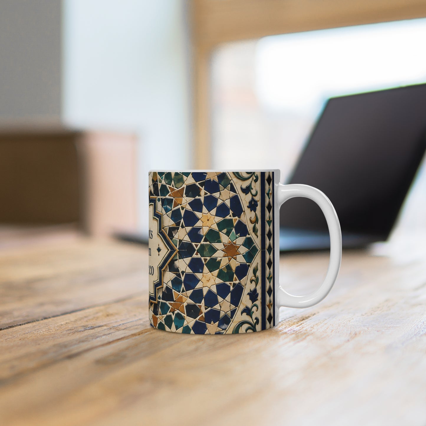Mug "My Roots Are From Morocco" – Design Zellij Marocain | Céramique Premium 11oz
