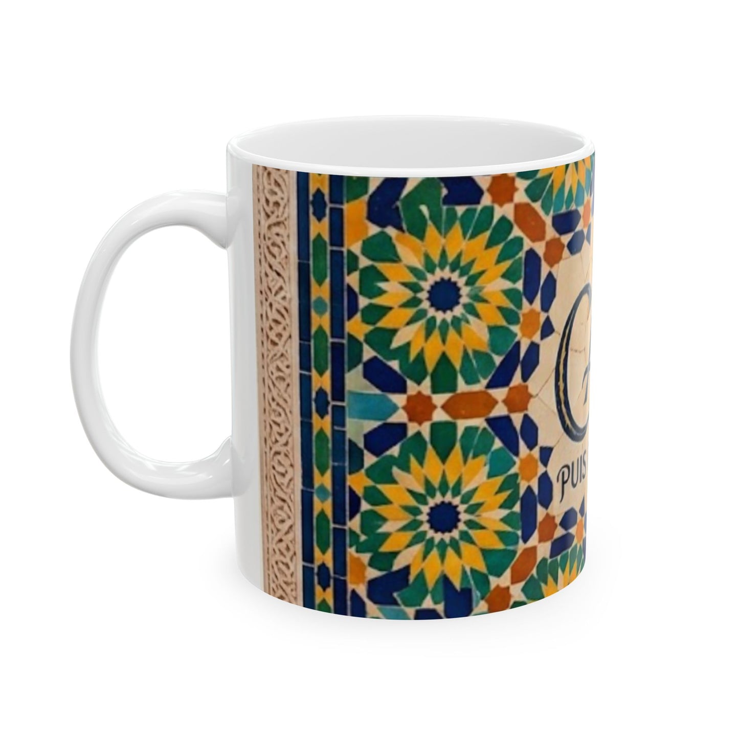 Mug "Café, Puis On Parle" – Design Zellij | Céramique Premium 11oz