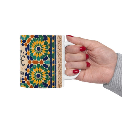 Mug "Café, Puis On Parle" – Design Zellij | Céramique Premium 11oz