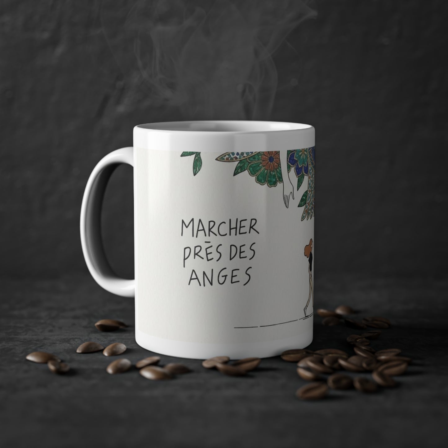 Mug "Marcher Près des Anges" – Illustration Florale | Céramique 11oz