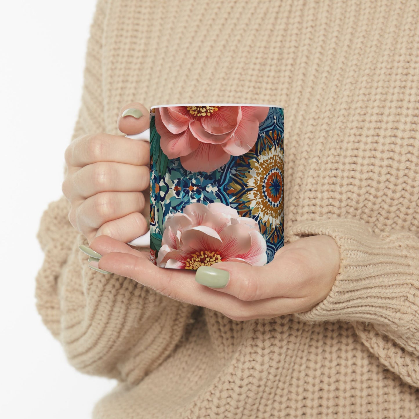 Mug "Jardin de Zellige" – Zellij & Roses | Céramique Premium