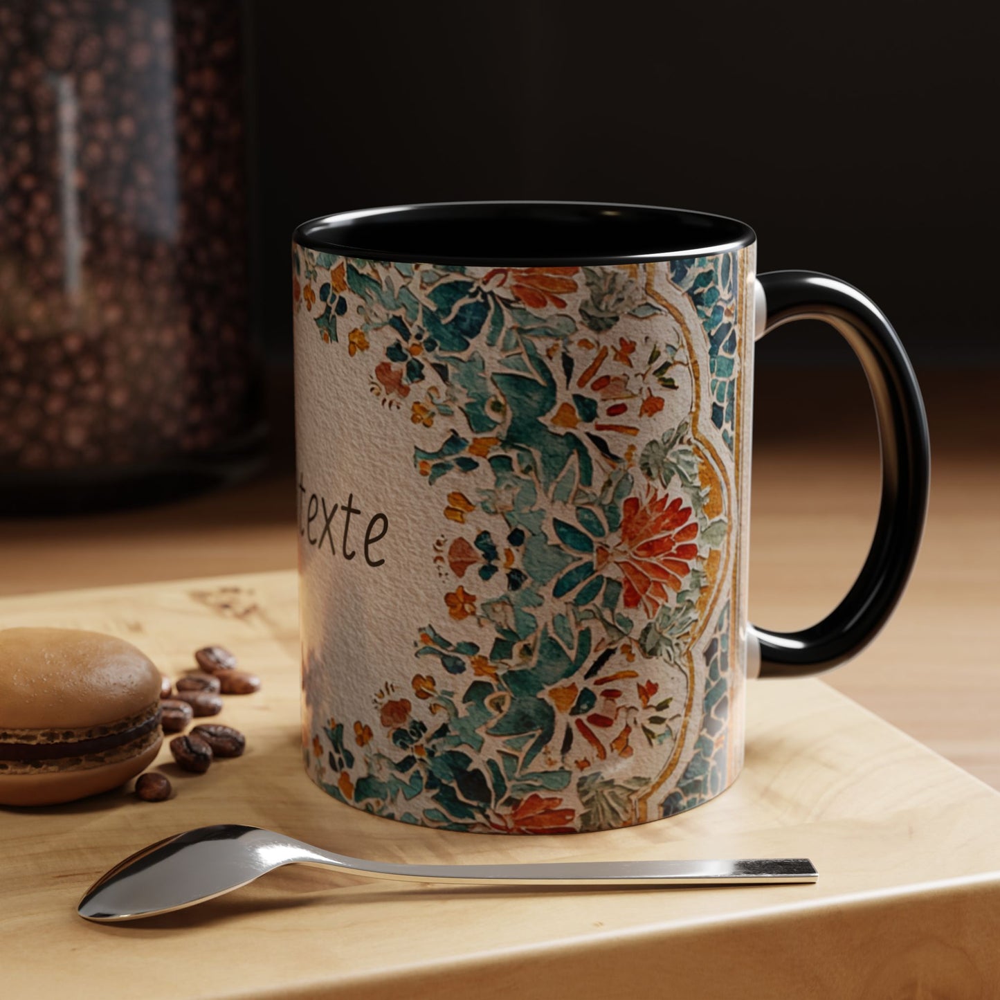 Mug Floral Vintage – Cadeau Maîtresse & Professeur | Personnalisable "Ton texte" | Céramique 11oz